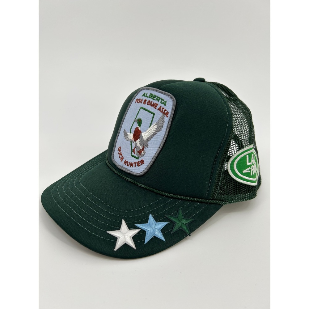 Otto Alberta Fish & Game Duck Hunter Trucker Hat Green Star Patch Snapback Cap